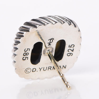 David Yurman Sterling Silver 14K Yellow Gold Black Onyx 7mm Albion Earrings 4 of 4
