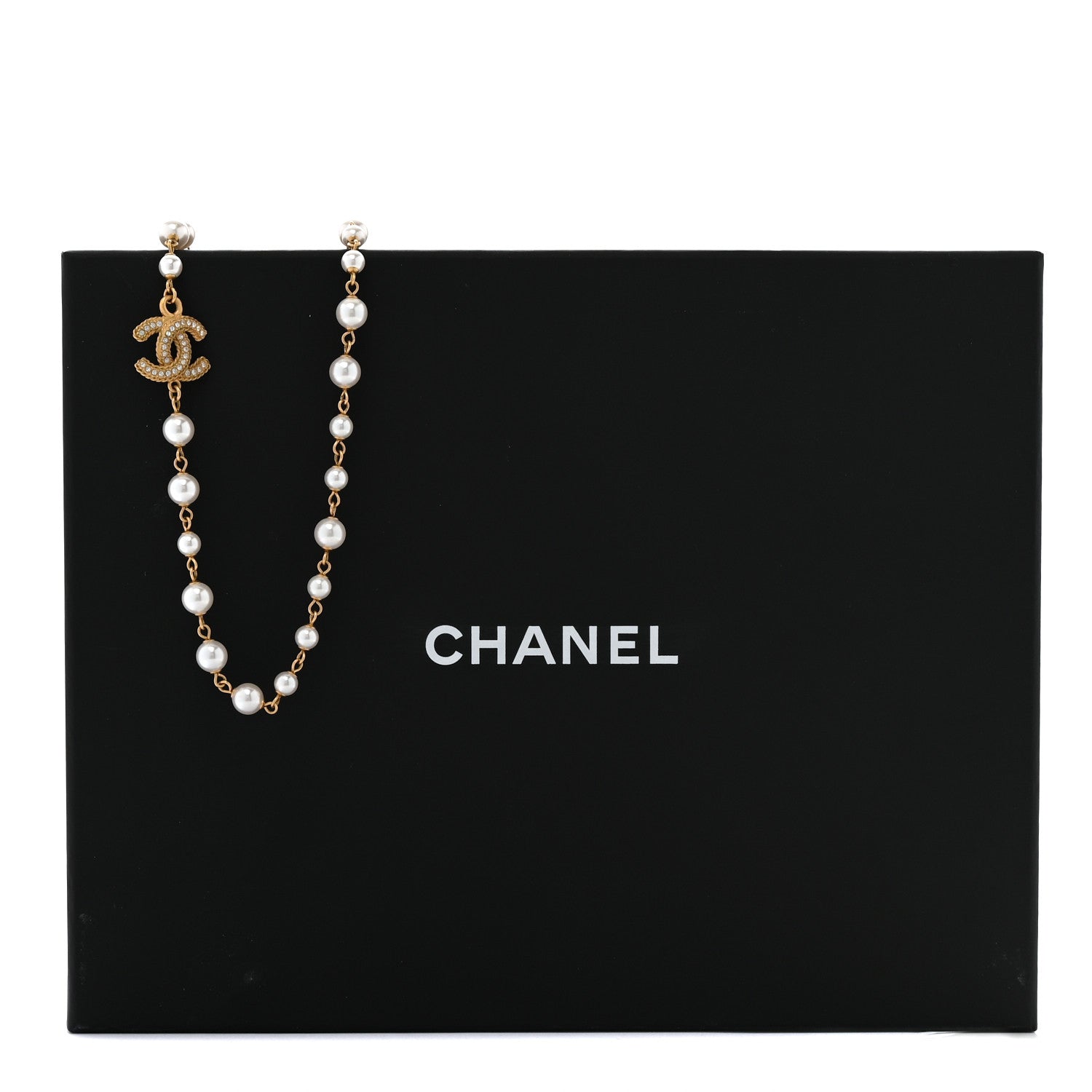 Chanel Pearl Crystal 90's Icon CC Necklace Gold 6 of 6