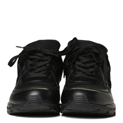 Chanel Canvas Suede Calfskin Womens CC Sneakers 37.5 Black 2 of 8
