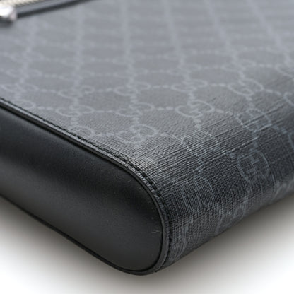Gucci GG Supreme Monogram Appia Calfskin Web Flat Messenger Bag Black Grey Black Grey 9 of 10