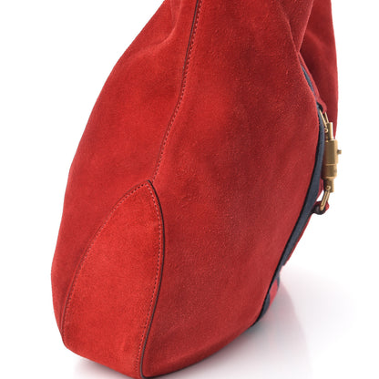 Gucci Soft Suede Web Large Jackie Hobo Red 17 of 19