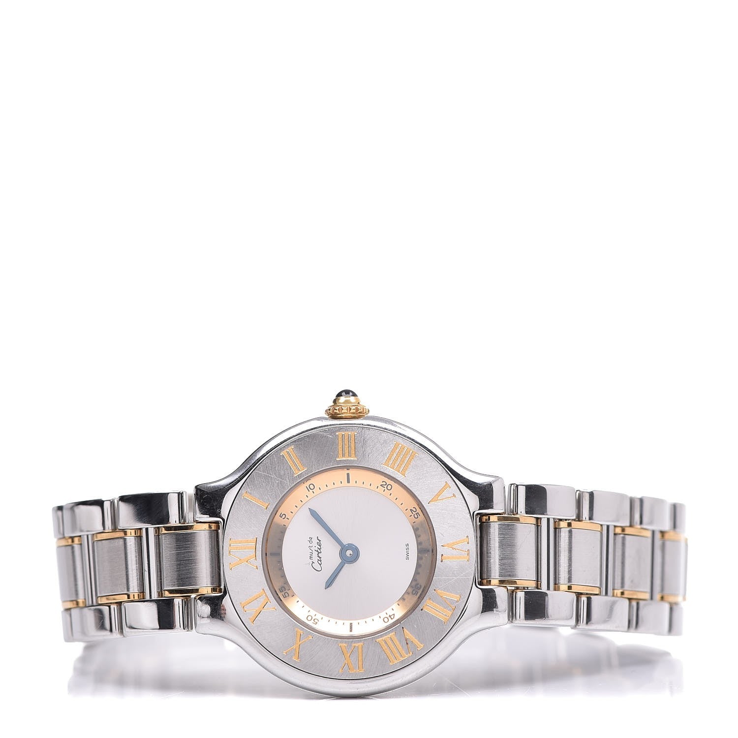 Cartier Stainless Steel 18K Yellow Gold 28mm Must De 21 Quartz Watch 3 of 5