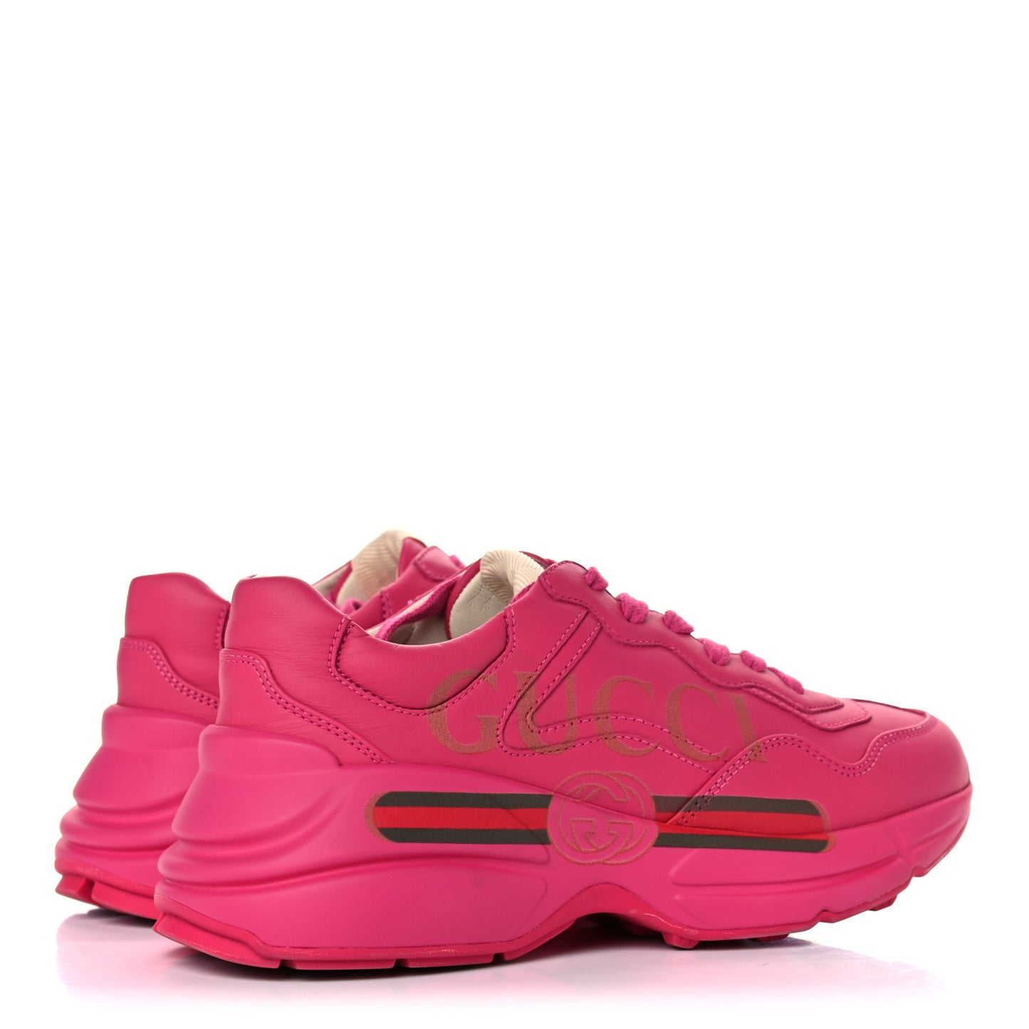 Calfskin Logo Womens Rhyton Sneakers 36 Box Pink