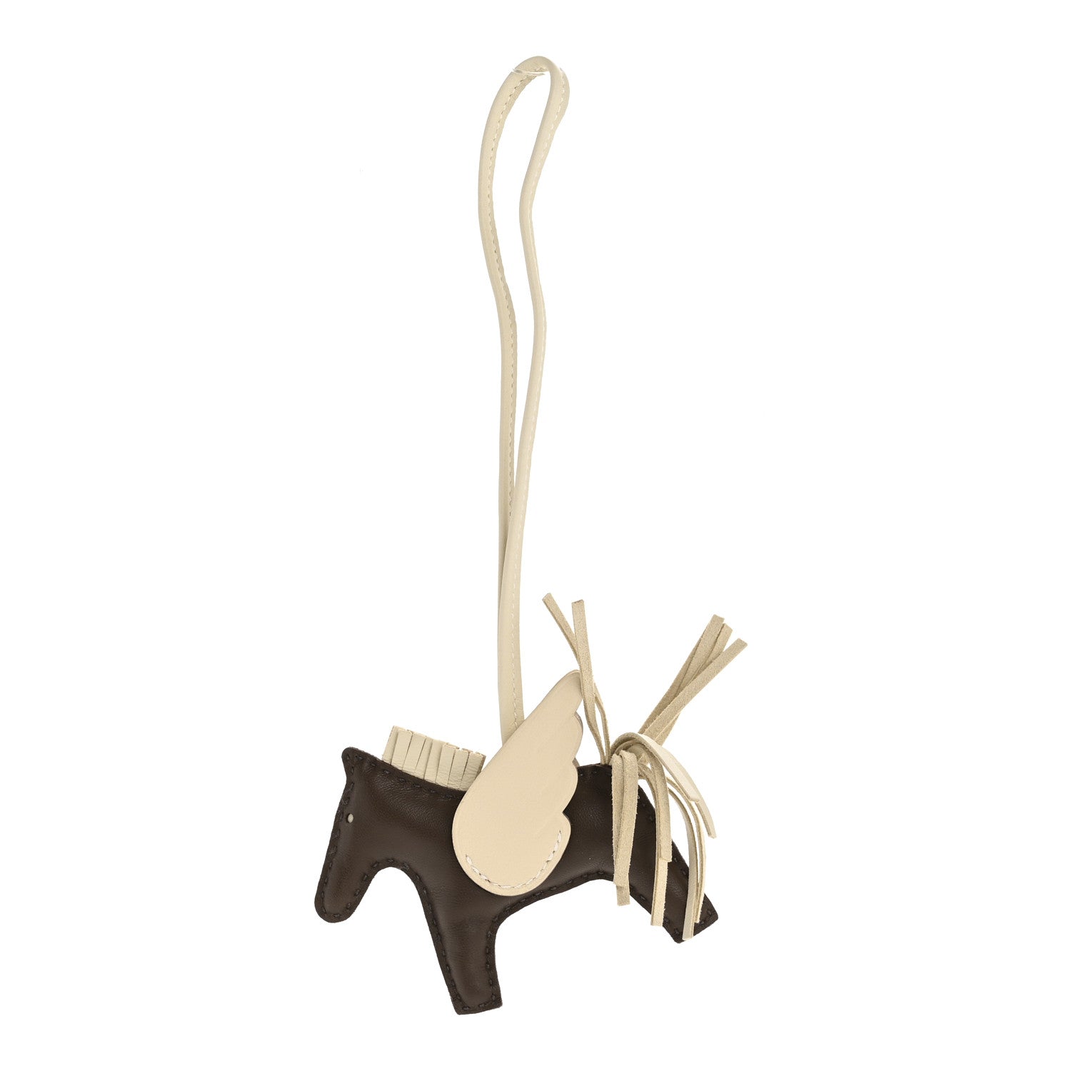 Hermes Milo Lambskin Grigri Rodeo Pegase Horse Bag Charm PM Chocolat Craie 1 of 5