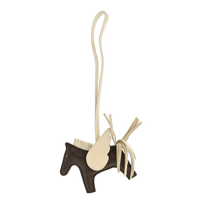 Hermes Milo Lambskin Grigri Rodeo Pegase Horse Bag Charm PM Chocolat Craie 1 of 5