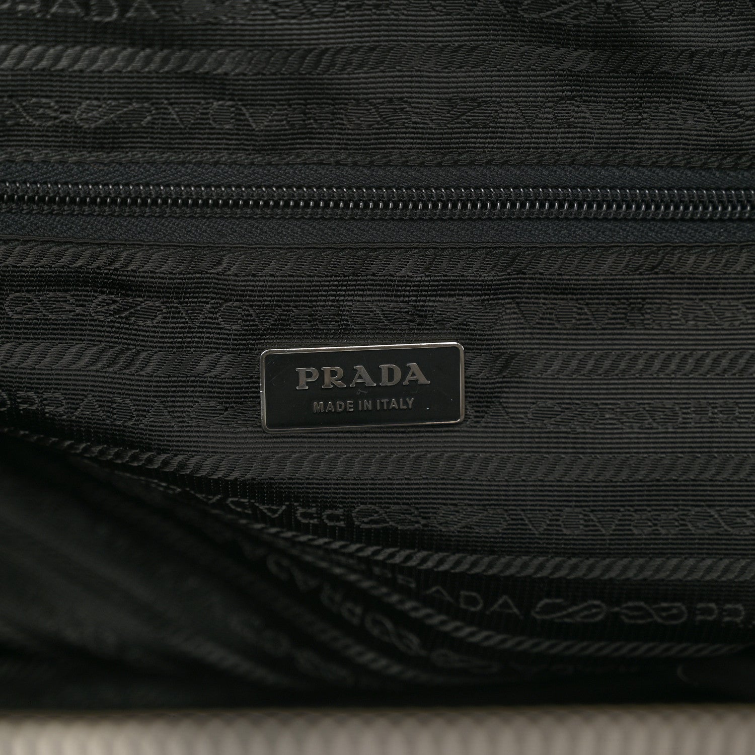 Prada Canvas Calfskin Duffle Beige Navy 6 of 8