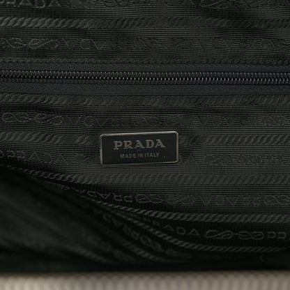Prada Canvas Calfskin Duffle Beige Navy 6 of 8