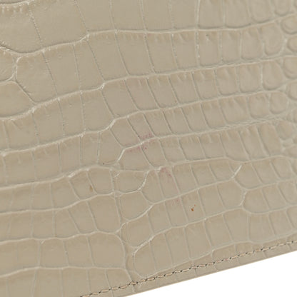 Saint Laurent Calfskin Crocodile Embossed Monogram Uptown Baby Pouch Perle 7 of 7