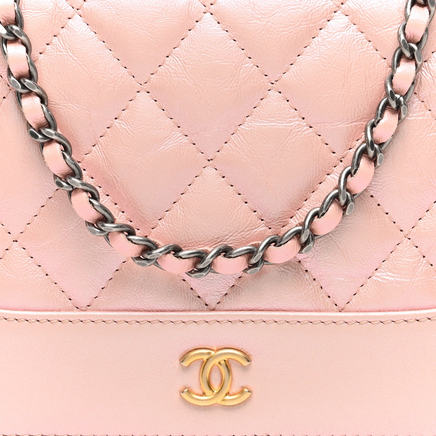 Chanel Iridescent Aged Calfskin Quilted Gabrielle Wallet On Chain WOC Rose 8 of 10