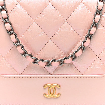 Chanel Iridescent Aged Calfskin Quilted Gabrielle Wallet On Chain WOC Rose 8 of 10