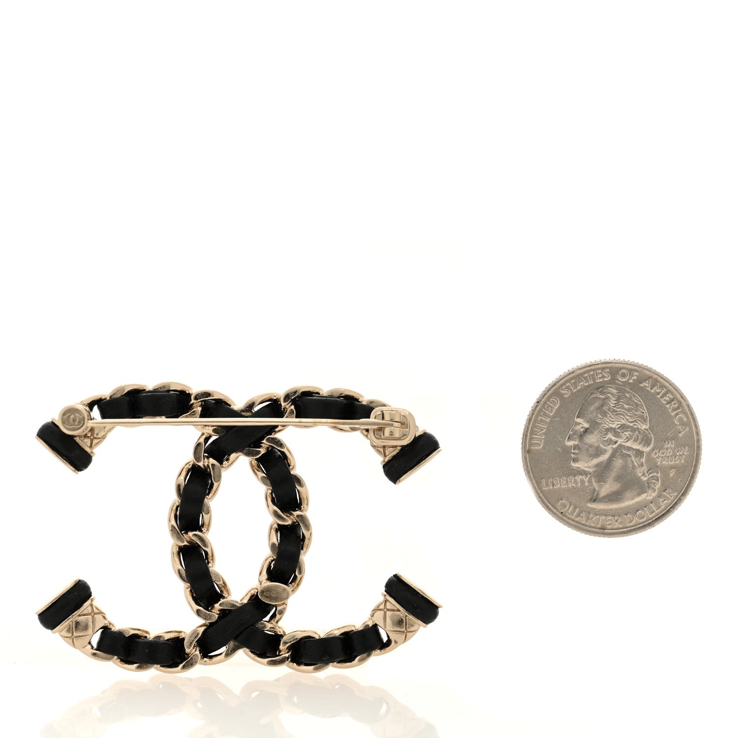 Chanel Lambskin Chain CC Brooch Black Gold 2 of 4