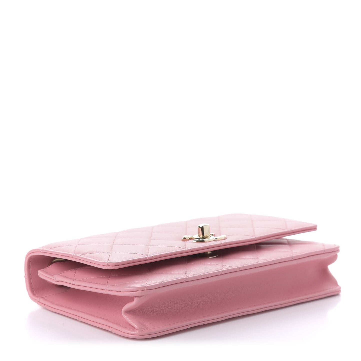 Lambskin Quilted Trendy CC Wallet On Chain WOC Pink