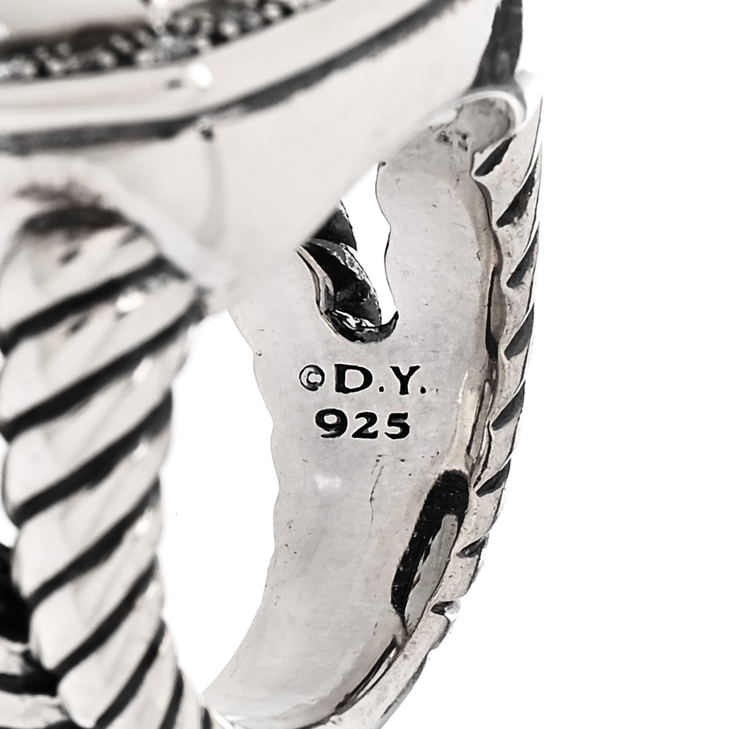 David Yurman Sterling Silver Diamond Prasiolite 17mm Albion Ring 51 5.75 6 of 6
