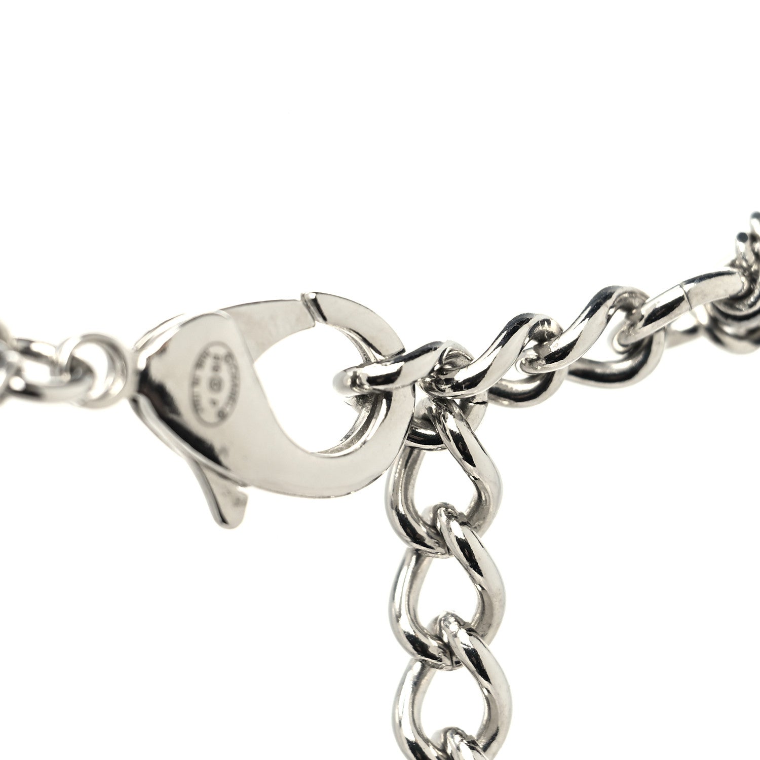 Chanel Metal Crystal Baguette Beaded CC Multi Strand Long Necklace Silver Black 4 of 5