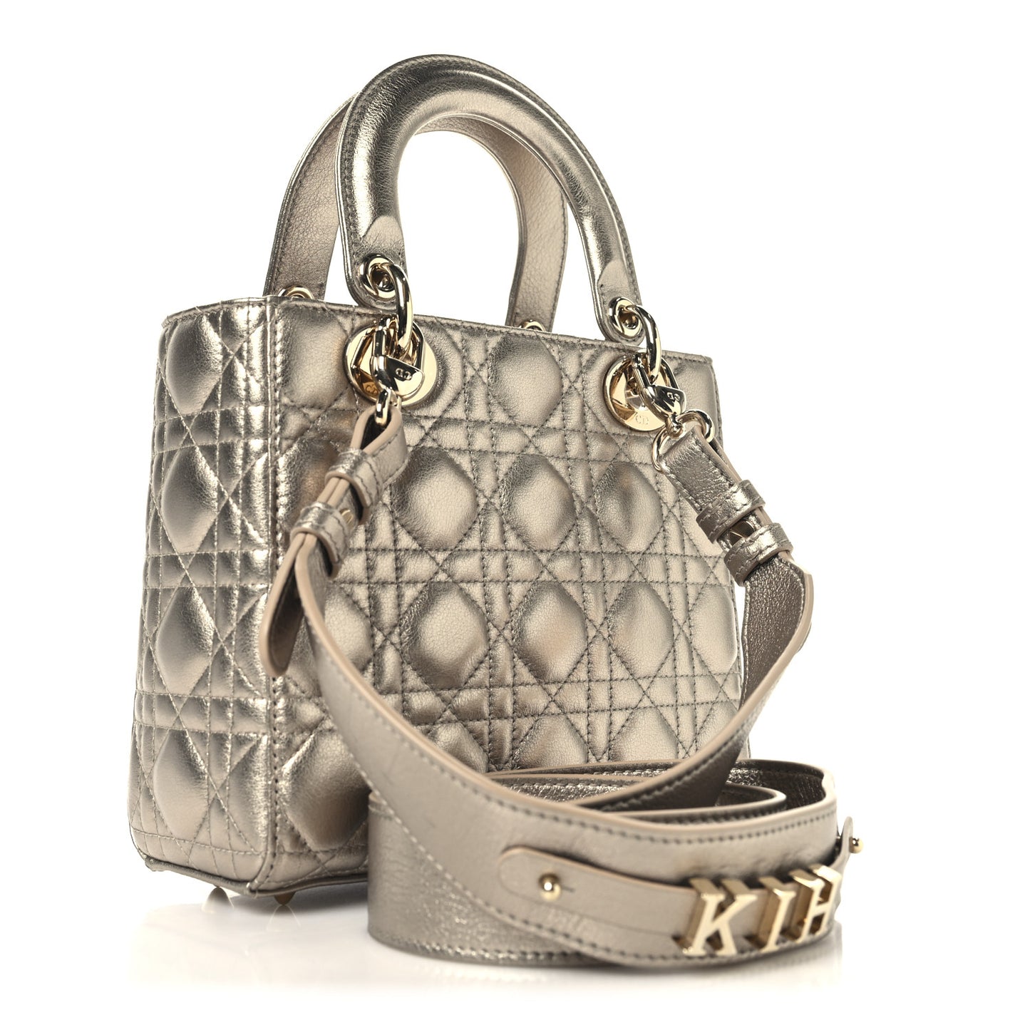 Metallic Lambskin Cannage Small My ABCDior Lady Dior Gold