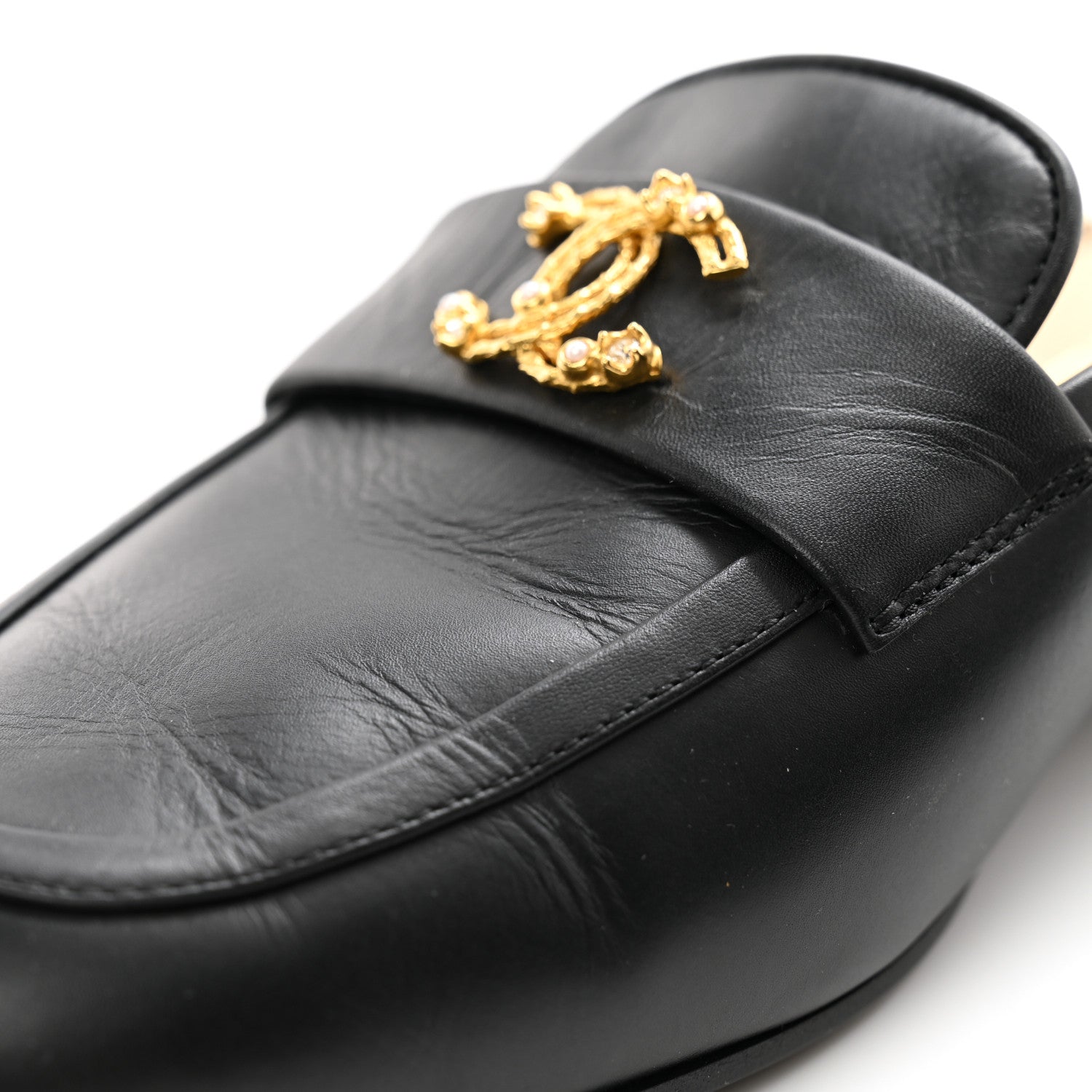 Chanel Lambskin CC Mules 38.5 Black 10 of 10
