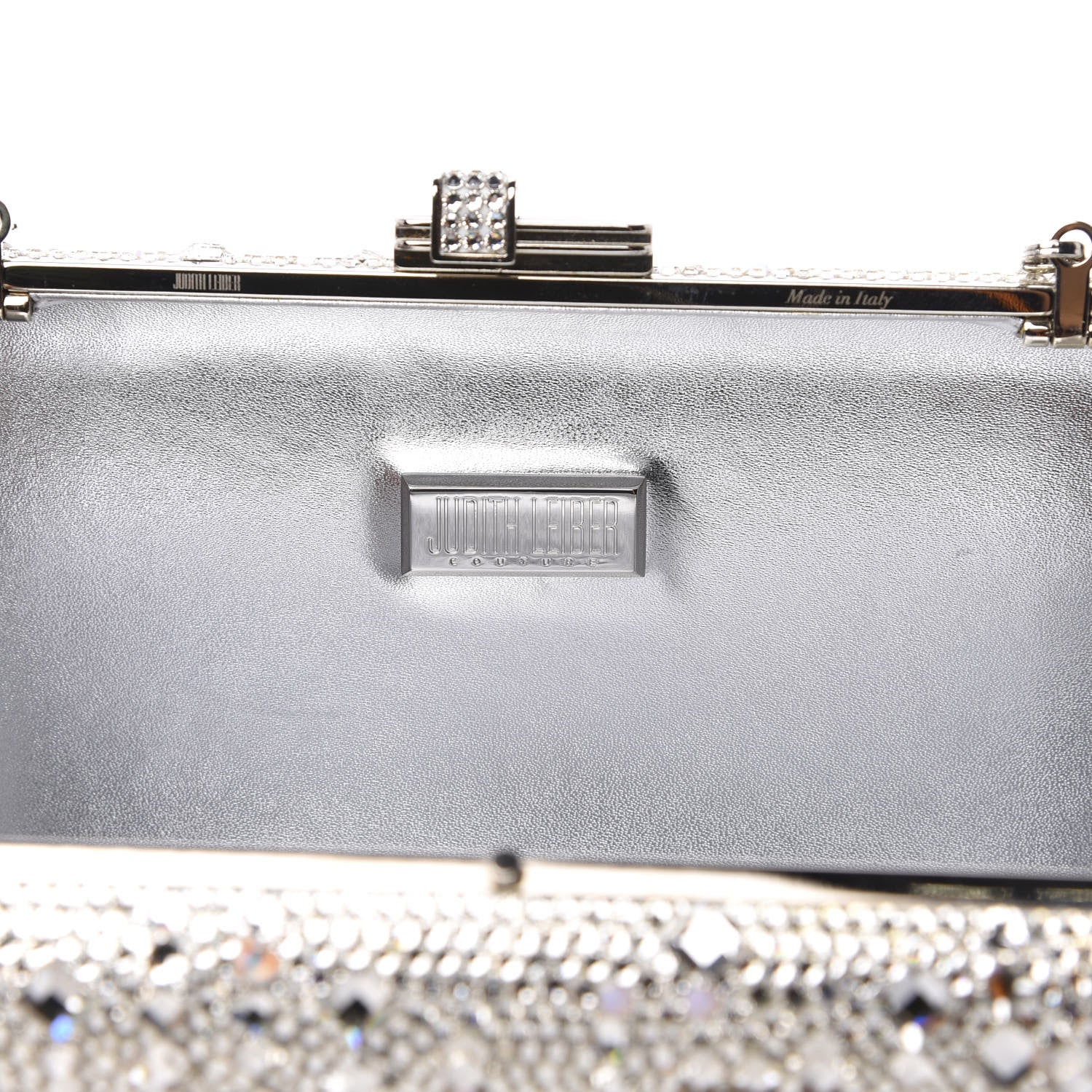 Judith Leiber Crystal Embellished Slim Slide Minaudiere Clutch Silver 8 of 12