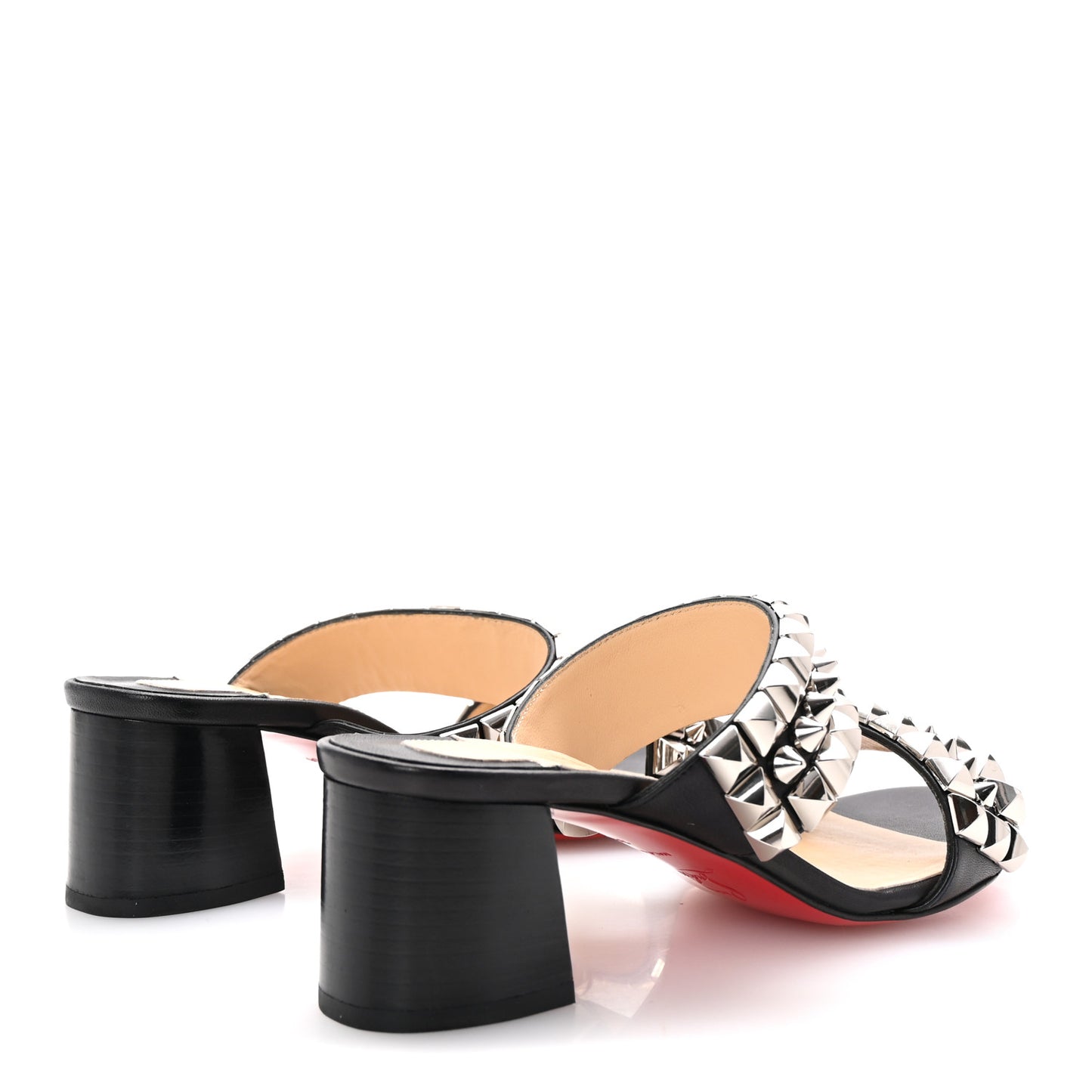 Calfskin Studded Tina Goes Mad 55 Slide Sandals 36.5 Black