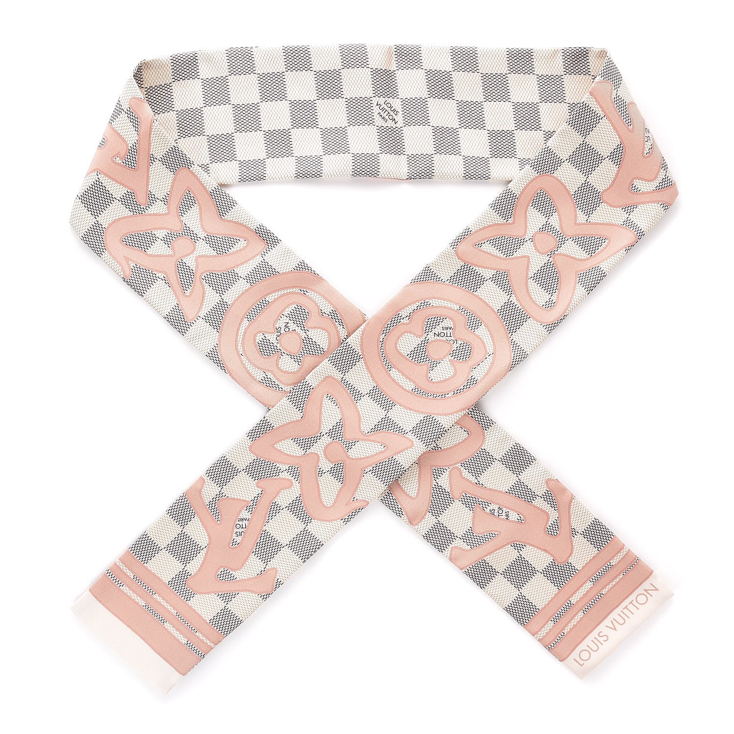 Louis Vuitton Silk Damier Azur Tahitienne Bandeau Rose Ballerine 1 of 5