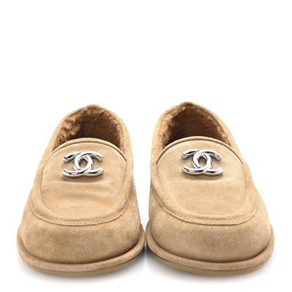 Chanel Suede Calfskin CC Loafers 36 Dark Beige 3 of 10