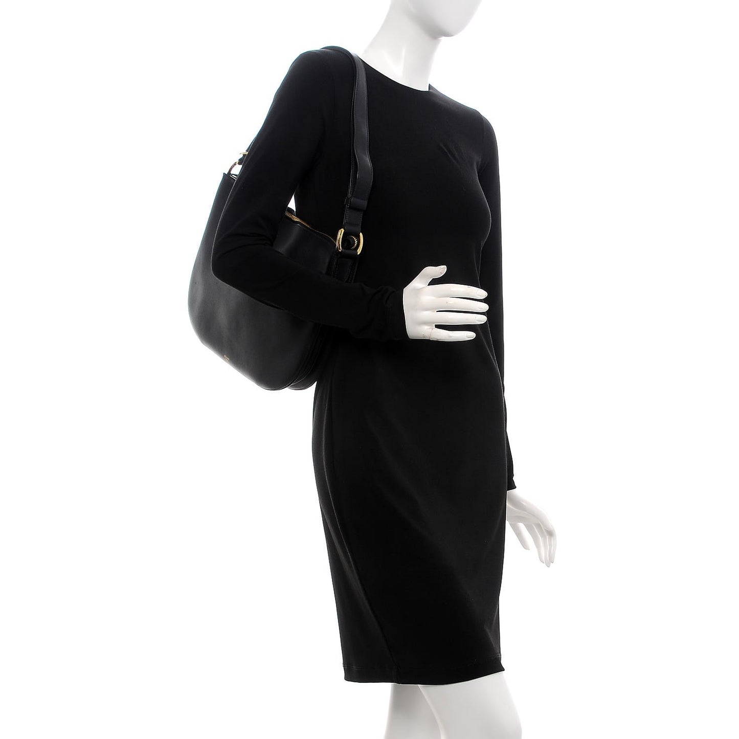Smooth Calfskin Medium Saddle Bag Black