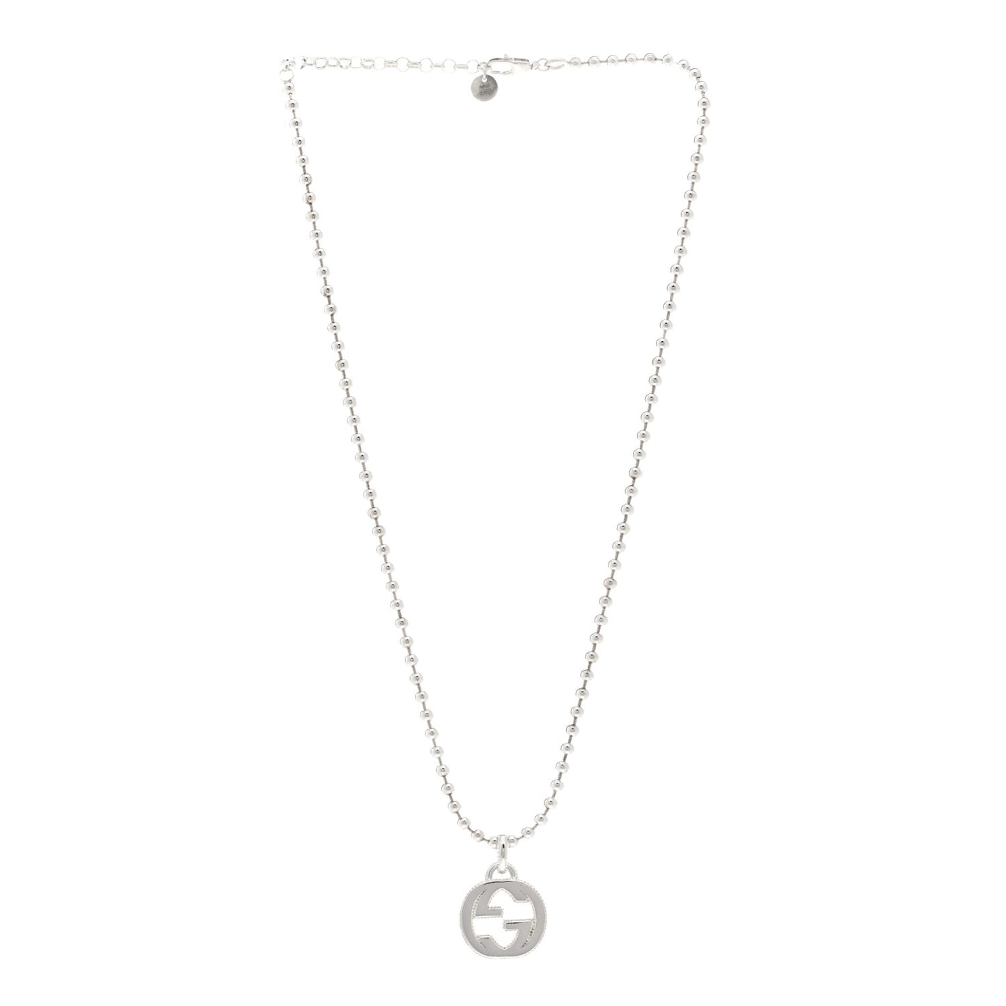 Sterling Silver Interlocking GG Pendant Beaded Necklace