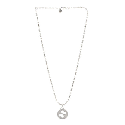 Gucci Sterling Silver Interlocking GG Pendant Beaded Necklace 3 of 4