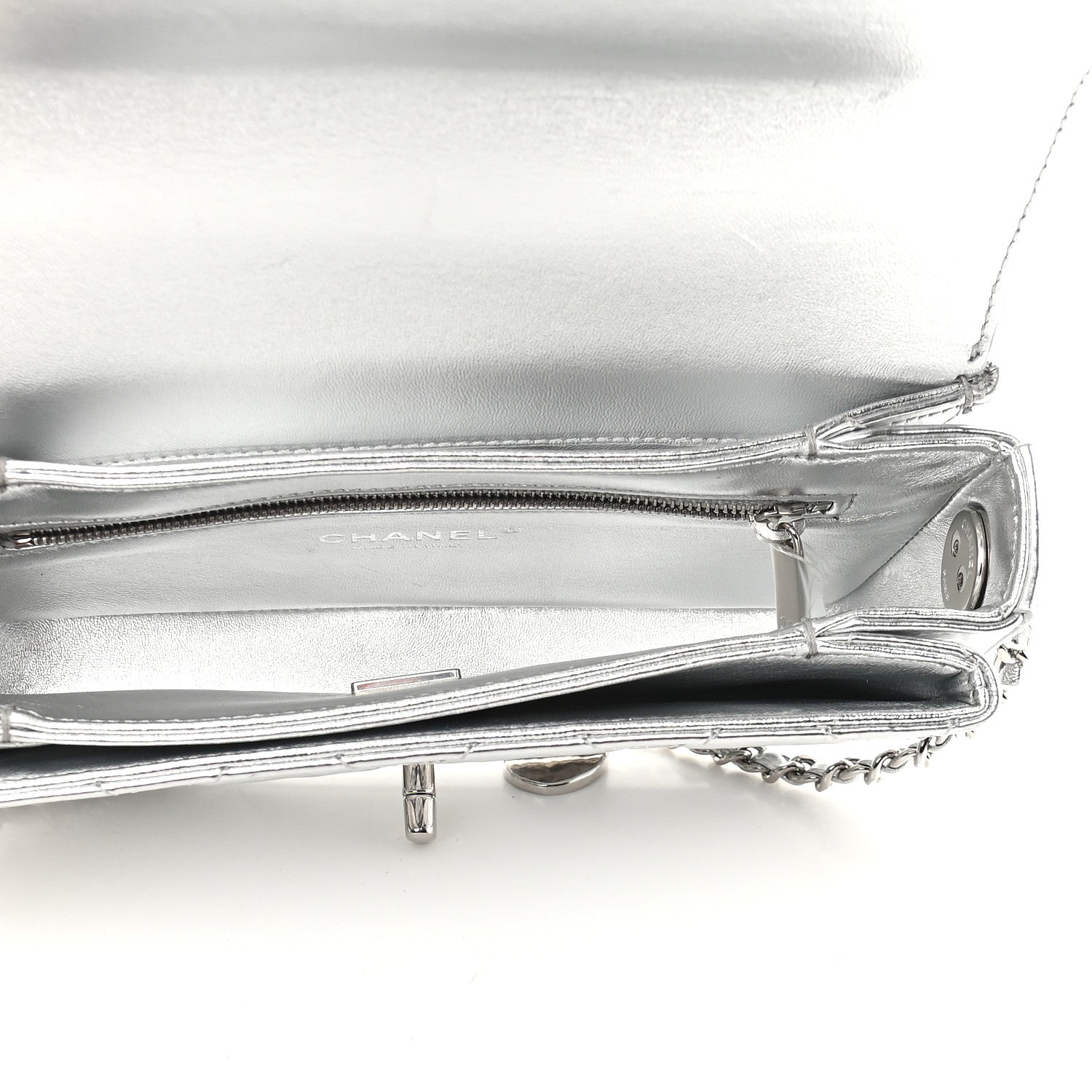Chanel Hammered Metallic Calfskin Quilted Flap Silver 5 of 11
