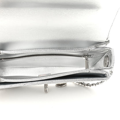 Chanel Hammered Metallic Calfskin Quilted Flap Silver 5 of 11