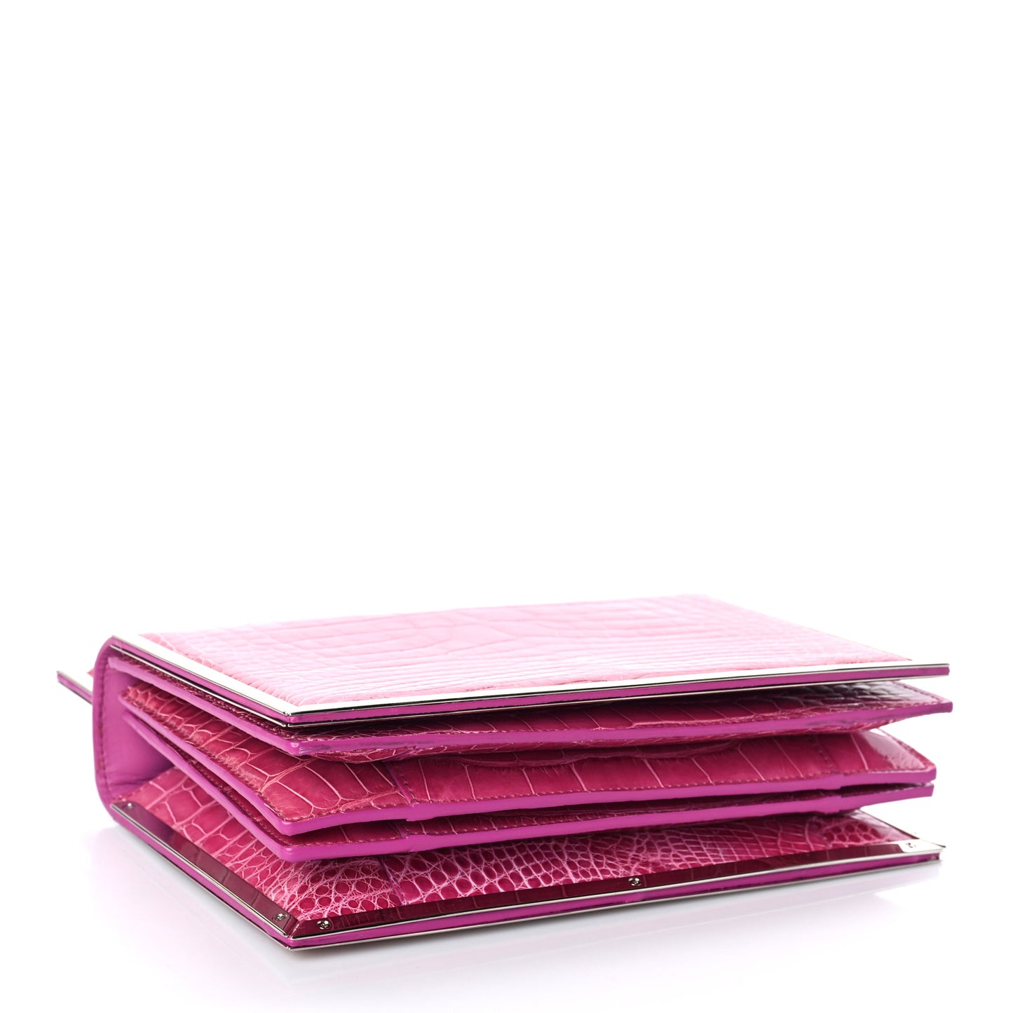 Crocodile Bar Clutch Crossbody Bag Pink