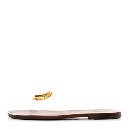 Valentino Garavani PVC Transparent Vlogo Flat Slide Sandals 37 Brown 1 of 14