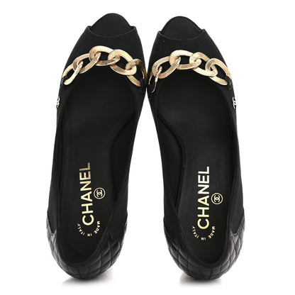 Chanel Nylon Lambskin Quilted Chain CC Pumps 37 Black 2 of 11