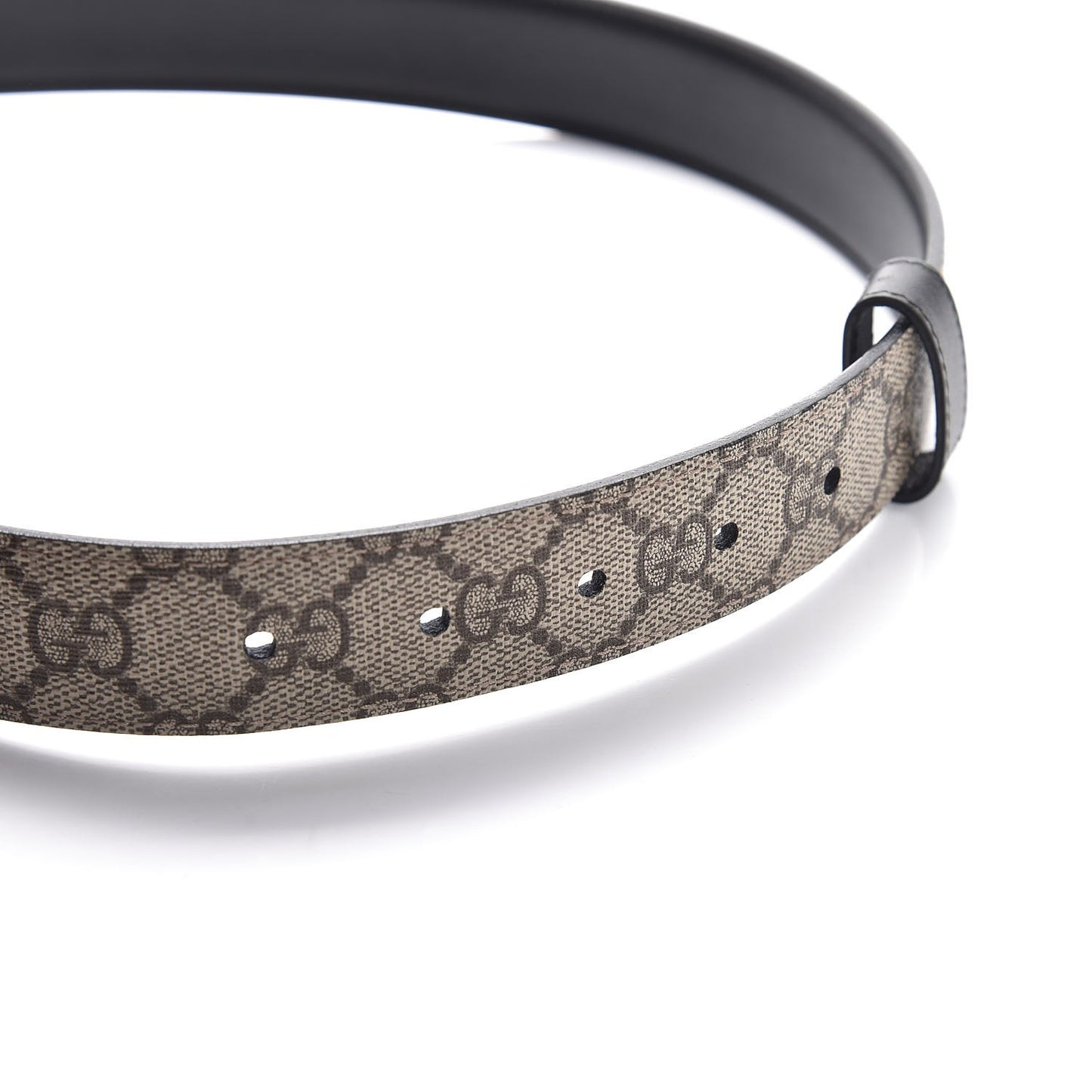 Selleria Calfskin GG Supreme Monogram Reversible 30mm Belt 80 32 Black Beige Ebony