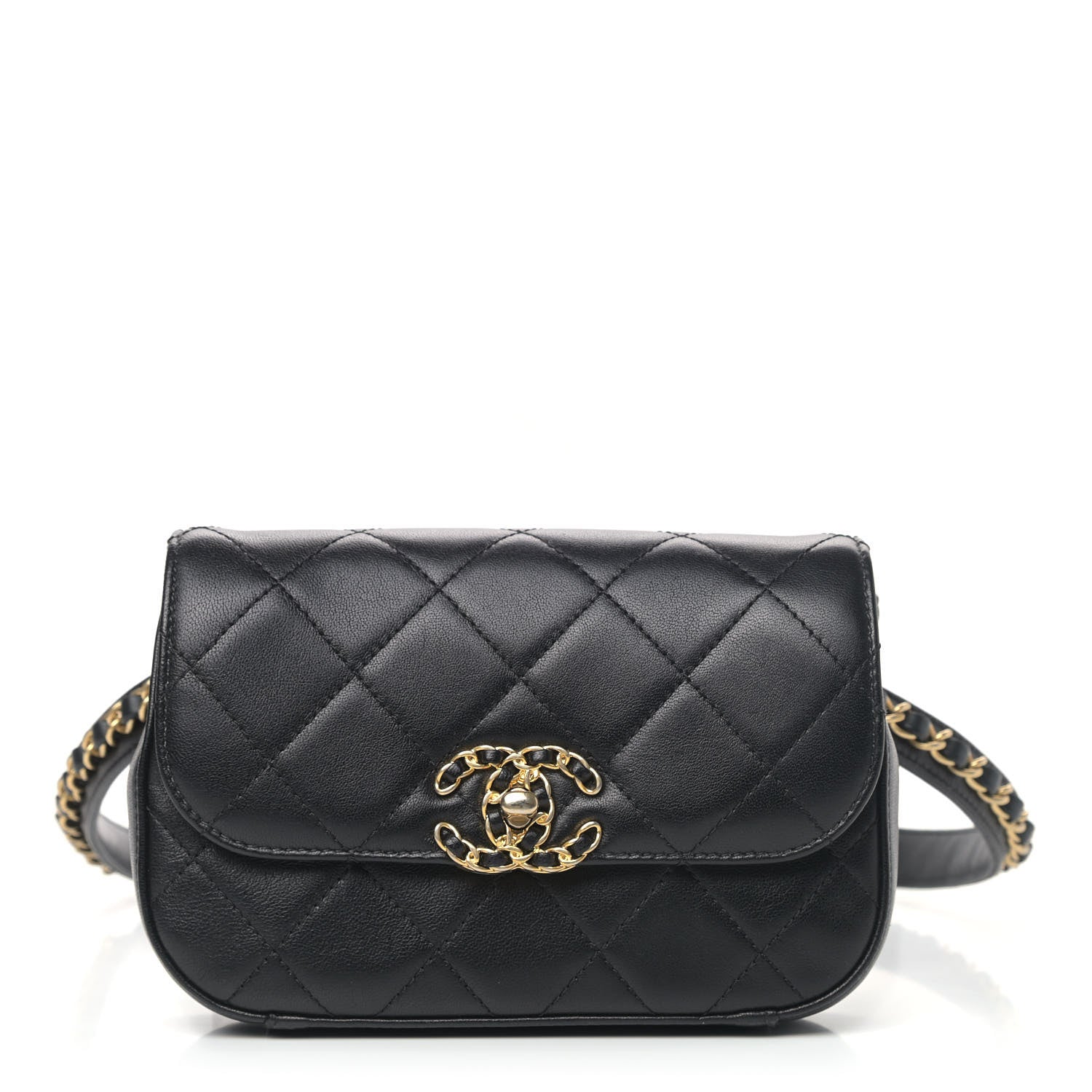 Chanel Lambskin Quilted Chain Infinity Waist Belt Bag Black 1 of 4