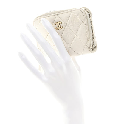 Chanel Caviar Quilted Zip Coin Purse White 2 of 8