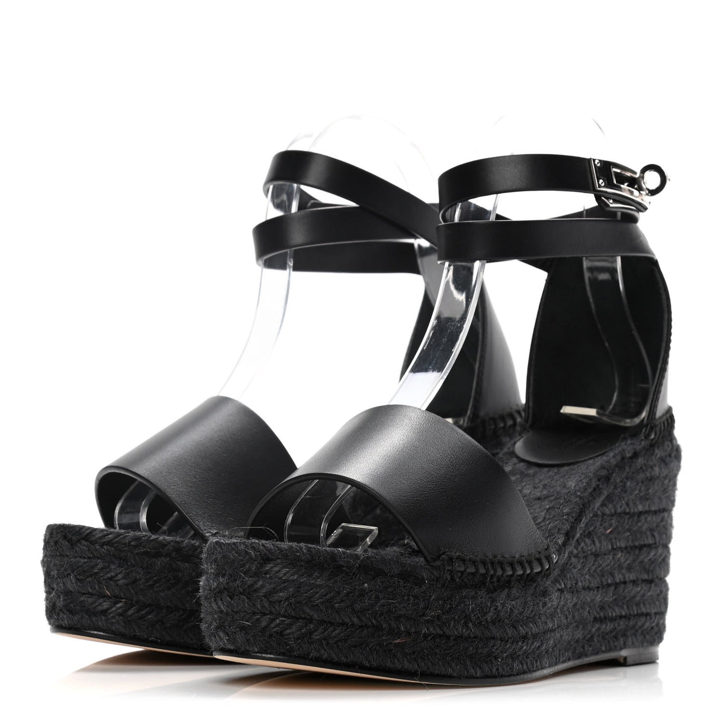 Calfskin Tipoli Espadrille Wedges 37 Black