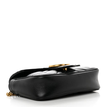 Gucci Calfskin Matelasse Super Mini GG Marmont Shoulder Bag Black 4 of 10
