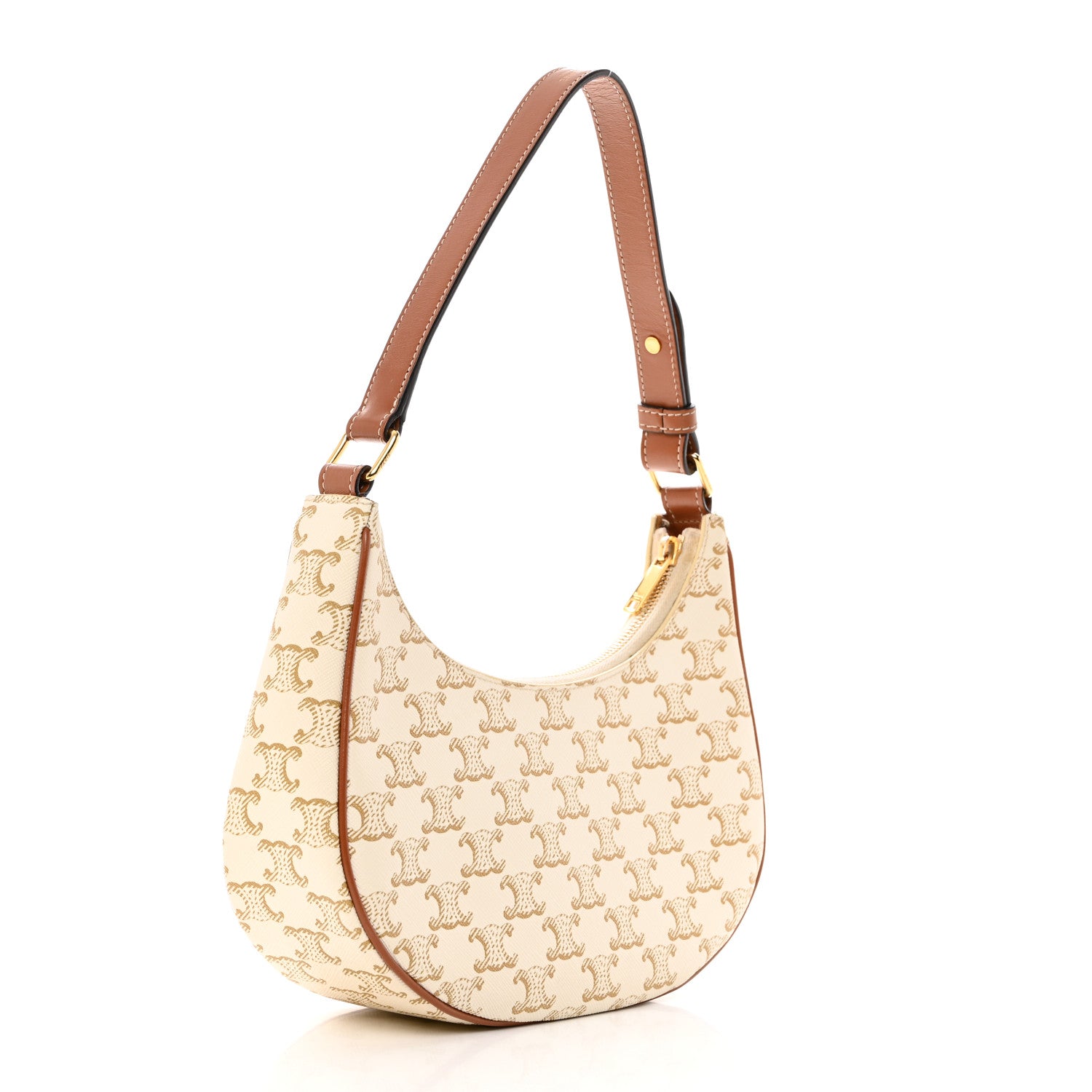 Celine Canvas Calfskin Ava Triomphe Shoulder Bag White 2 of 11