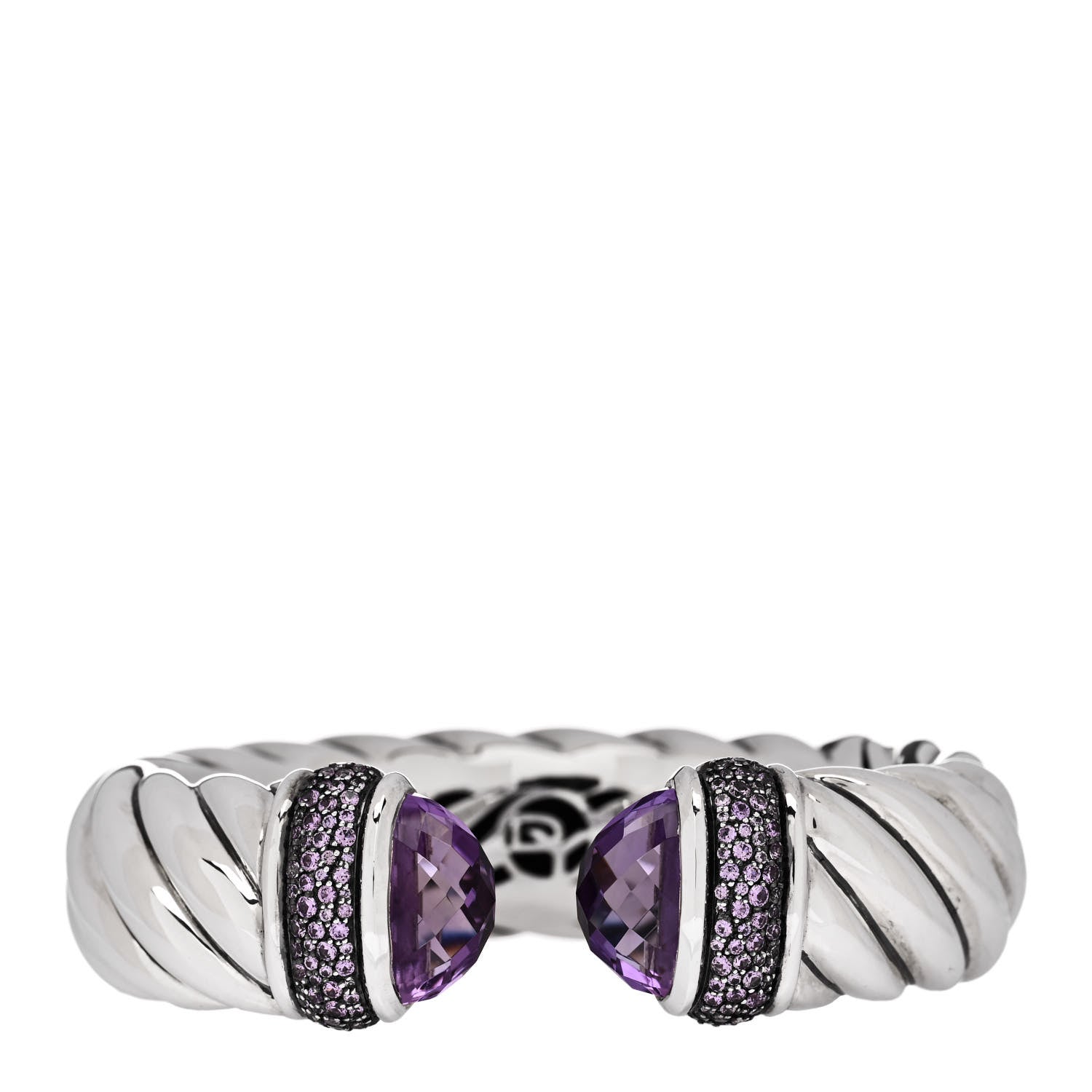 David Yurman Sterling Silver Amethyst Purple Sapphire 18mm Waverly Bracelet 1 of 5