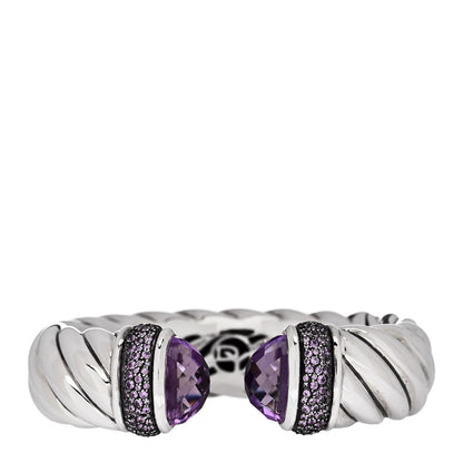 David Yurman Sterling Silver Amethyst Purple Sapphire 18mm Waverly Bracelet 1 of 5