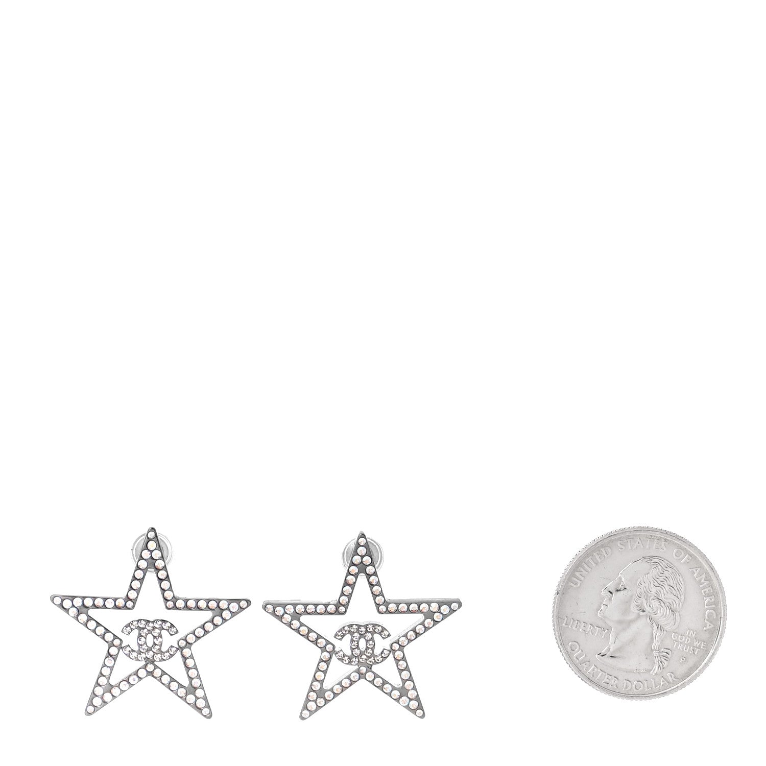 Chanel Ruthenium Crystal Star CC Earrings Iridescent Pink 2 of 4