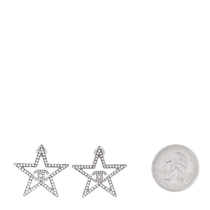 Chanel Ruthenium Crystal Star CC Earrings Iridescent Pink 2 of 4
