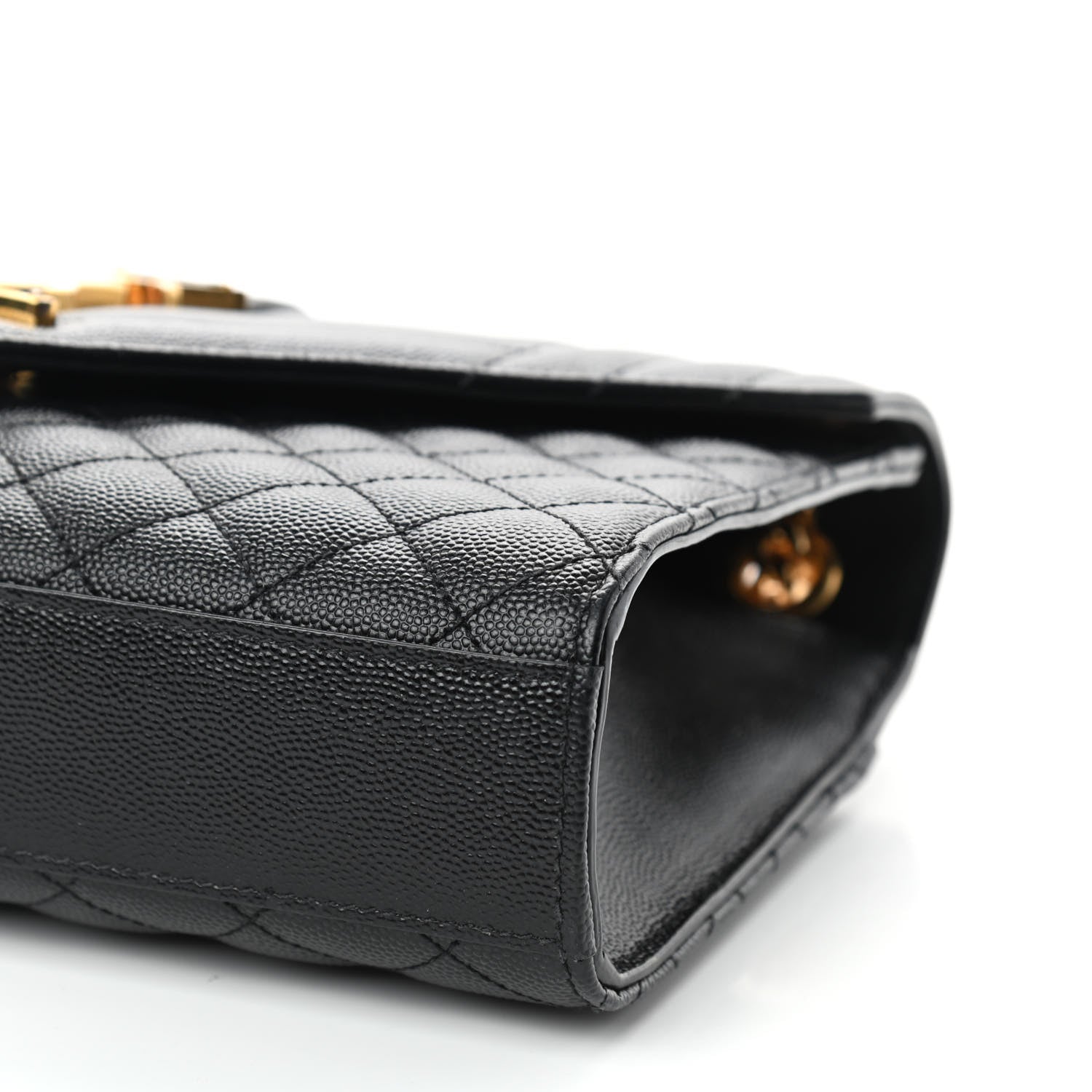 Saint Laurent Grain De Poudre Textured Mixed Matelasse Triquilt Medium Monogram Satchel Black 9 of 10