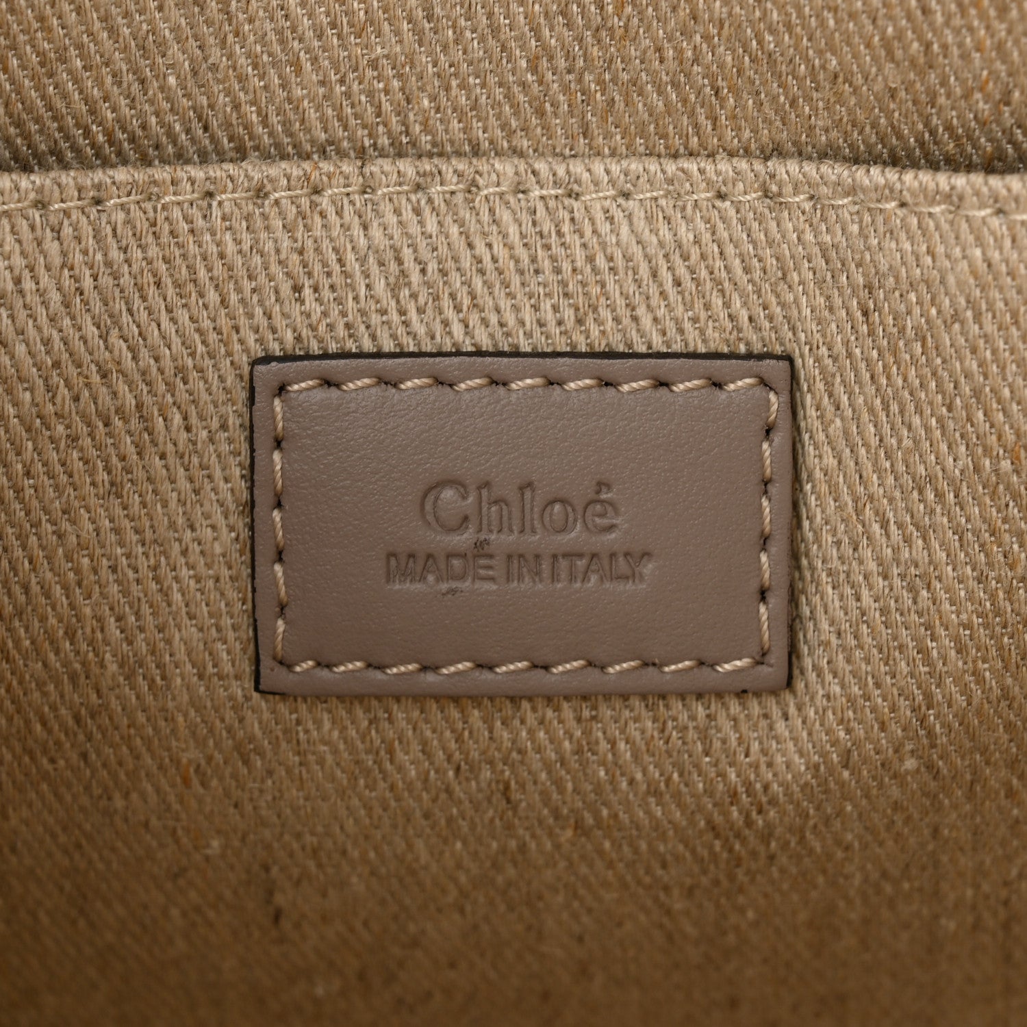 Chloe Linen Calfskin Small Woody Ribbon Tote With Strap White Grey 6 of 10
