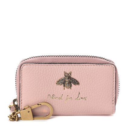 Gucci Cellarius Calfskin Blind for Love Animalier Zip Around Key Case Perfect Pink 1 of 5