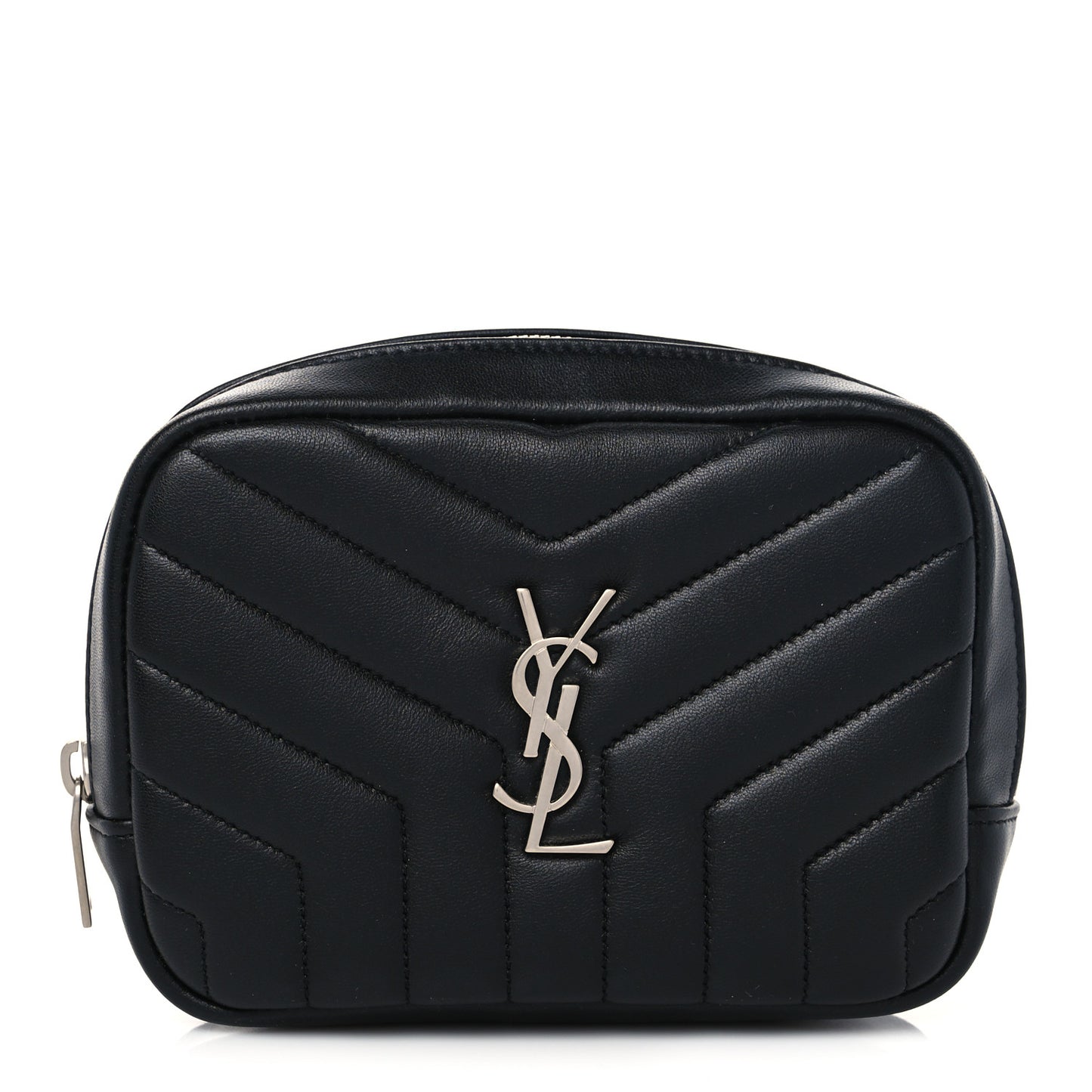 Lambskin Y Quilted Monogram Loulou Cosmetic Case Black