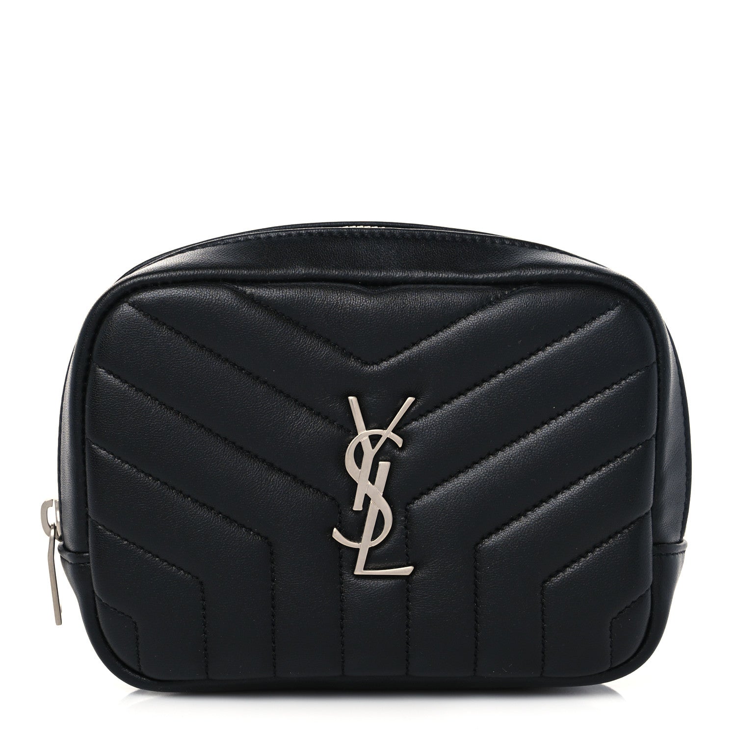 Saint Laurent Lambskin Y Quilted Monogram Loulou Cosmetic Case Black 1 of 6