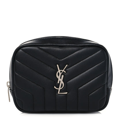 Saint Laurent Lambskin Y Quilted Monogram Loulou Cosmetic Case Black 1 of 6