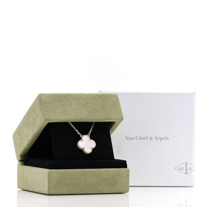 Van Cleef & Arpels 18K Yellow Gold Mother of Pearl Vintage Alhambra Pendant Necklace 5 of 5