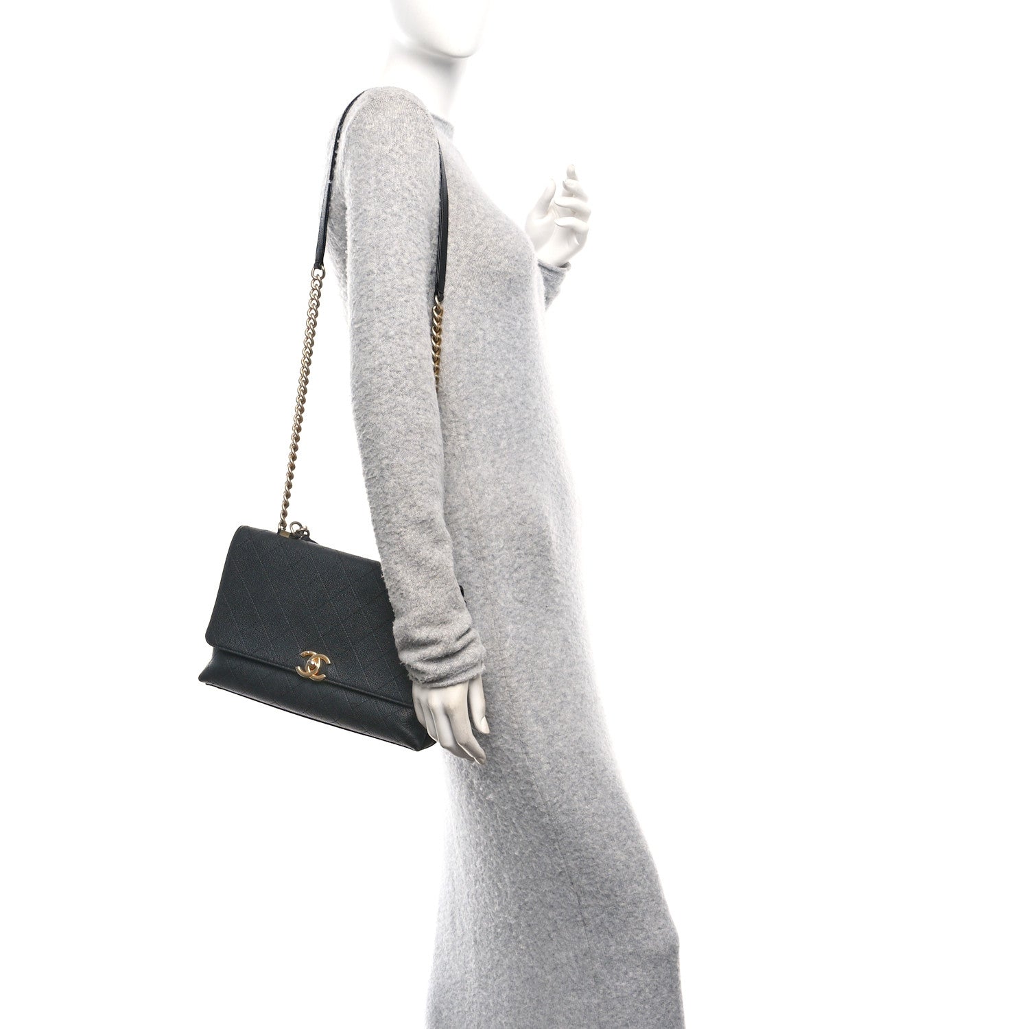 Chanel Caviar Diamond Stitched Top Handle Flap Black 2 of 11